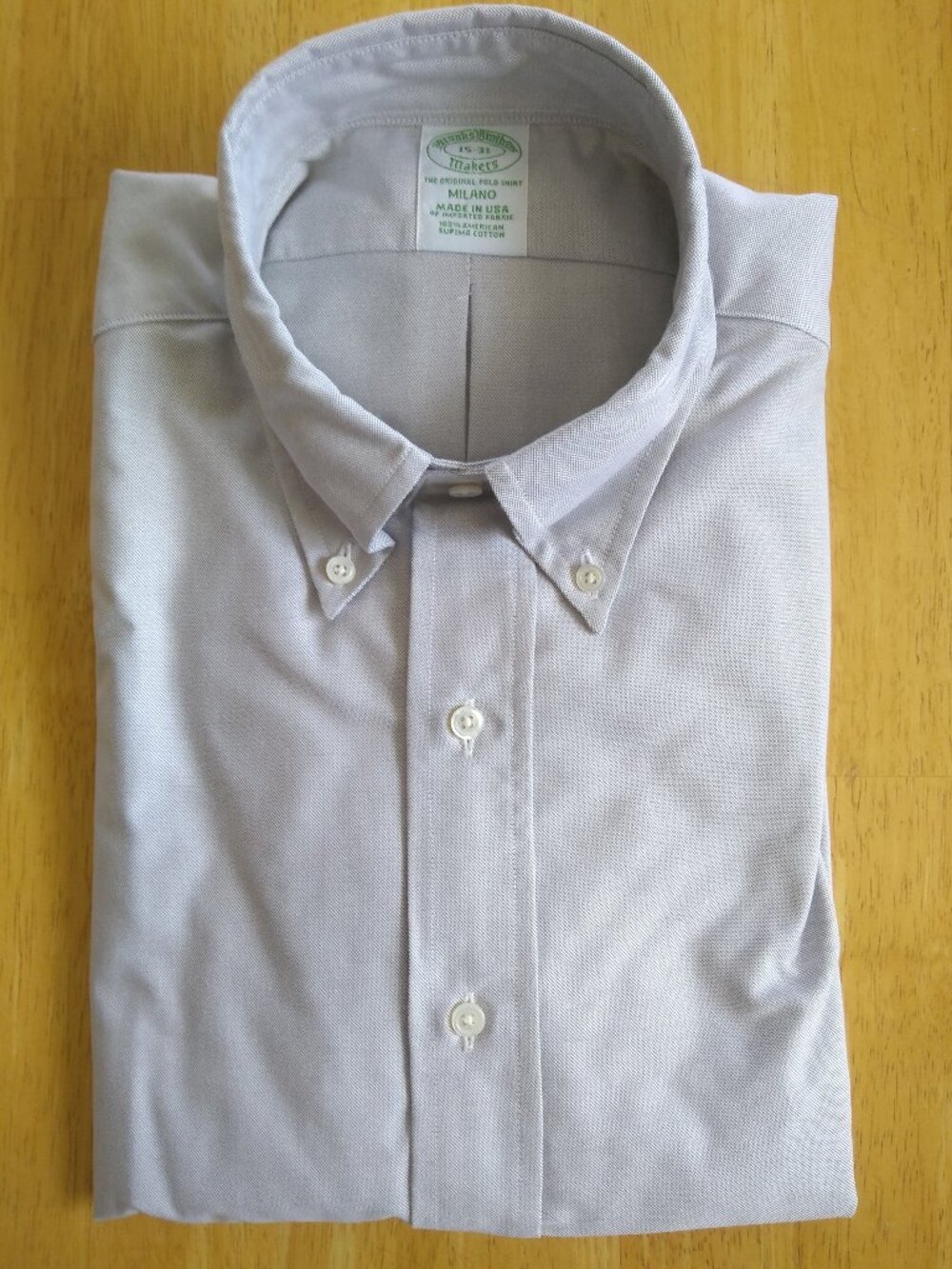 New Brooks Brothers Gray Oxford Cloth Button Down, Milano Fit MSRP $140